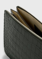 Threefold croco-embossed clutch dark green