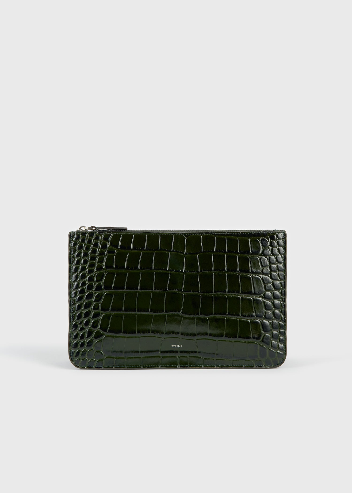 Threefold croco-embossed clutch black – TOTEME