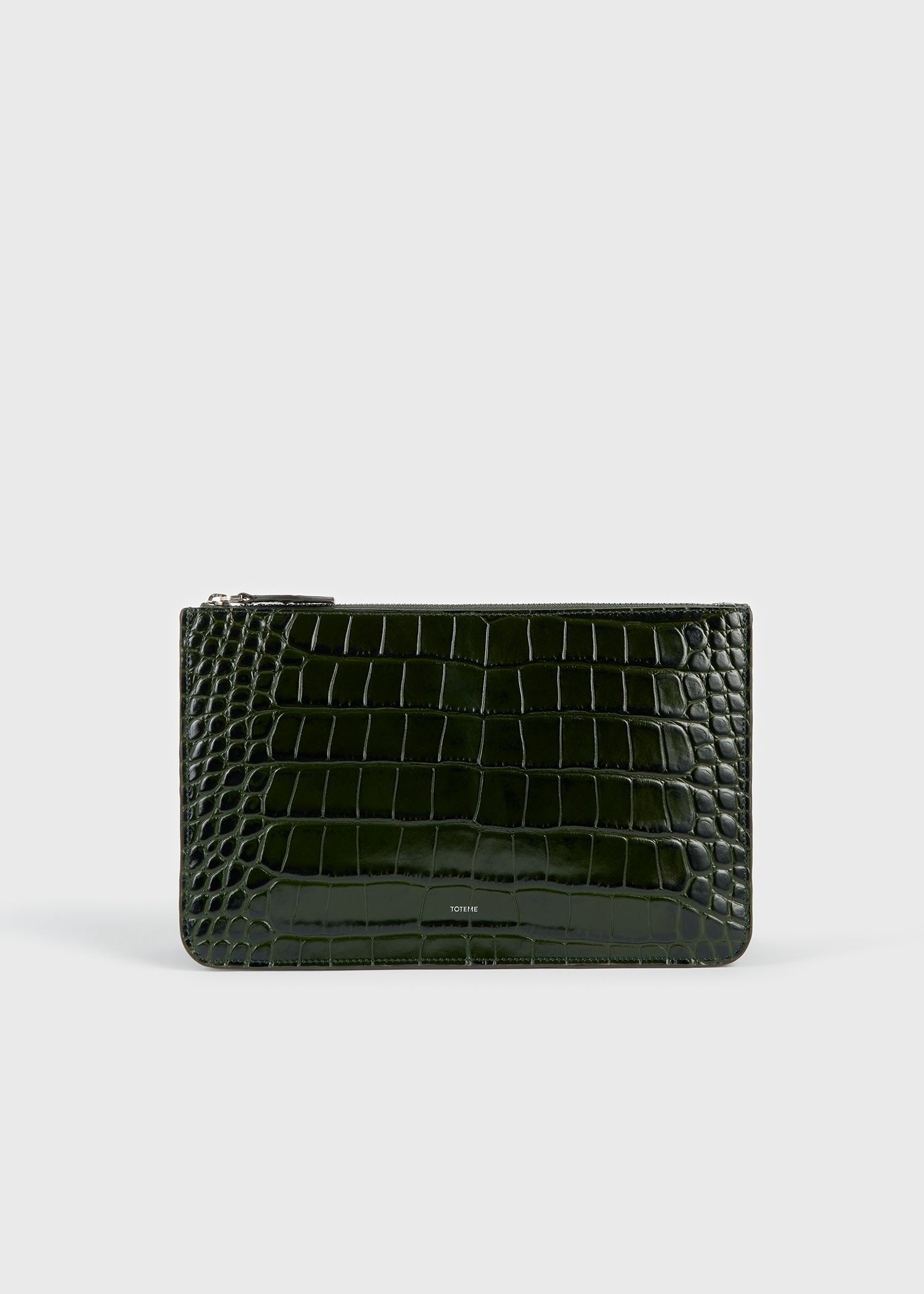 Threefold croco-embossed clutch dark green