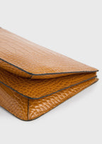 Threefold croco-embossed clutch tangerine