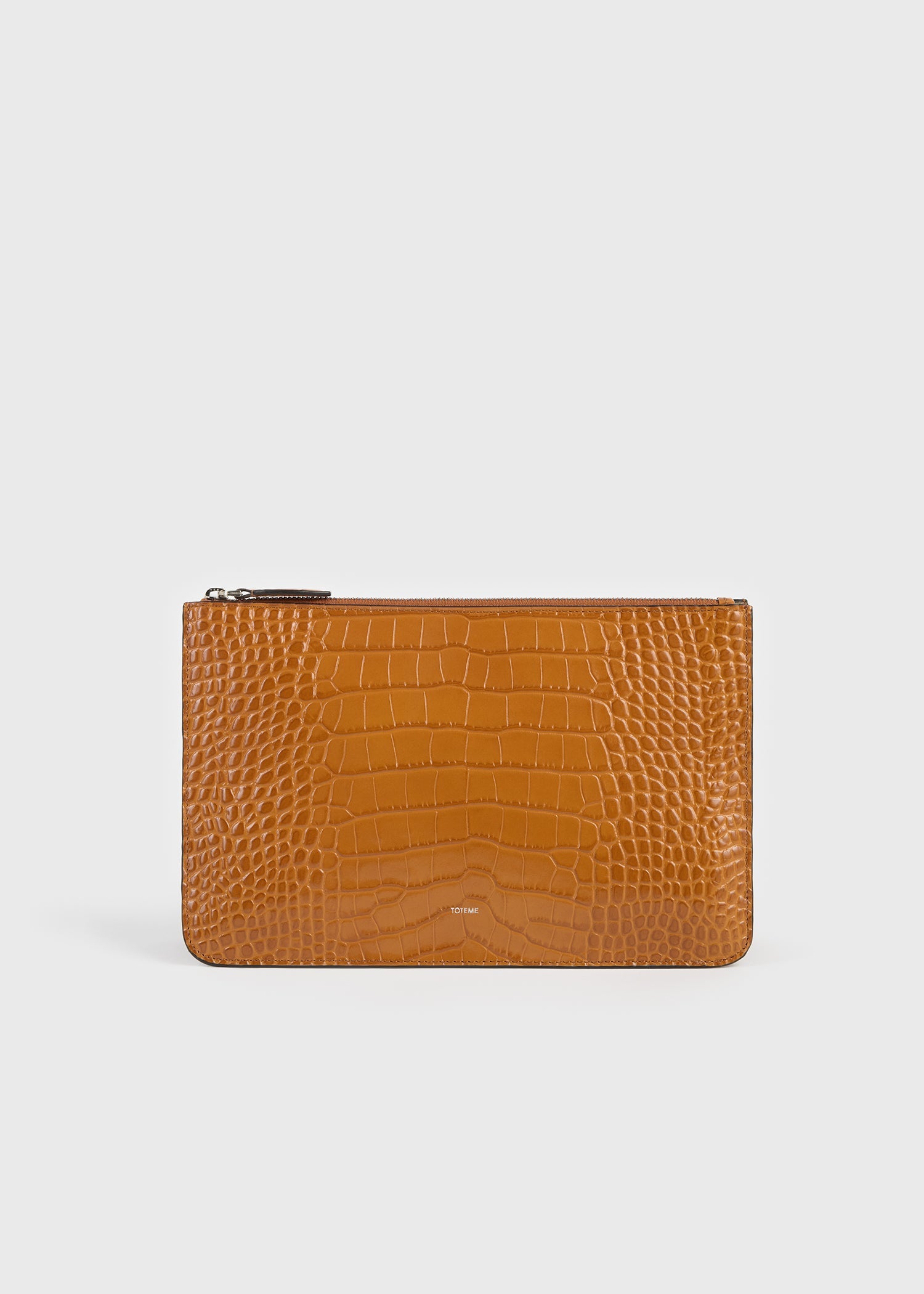 Threefold croco-embossed clutch tangerine