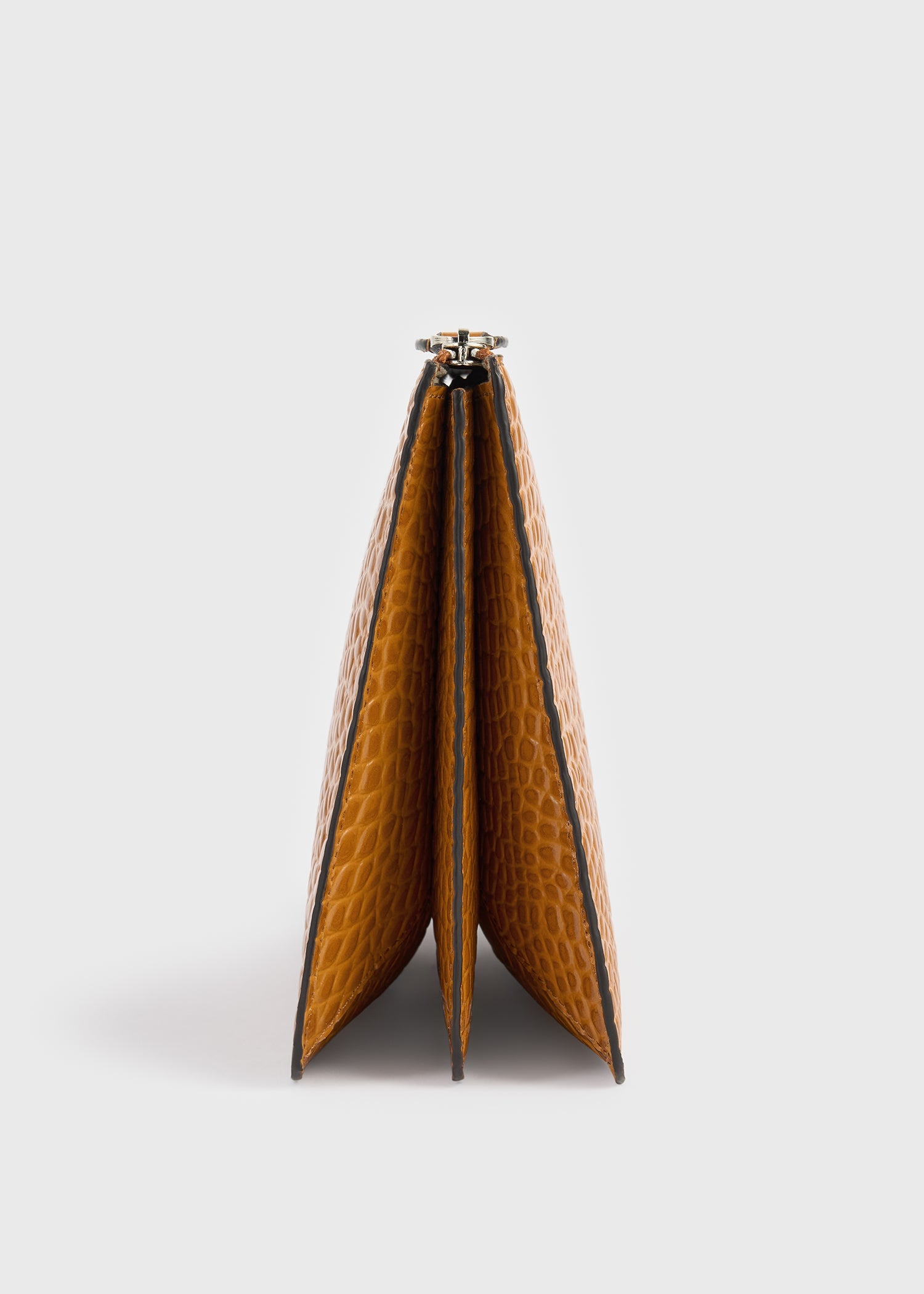 Threefold croco-embossed clutch tangerine