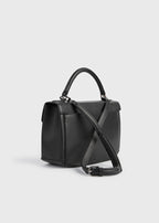Clip grained-leather top handle black