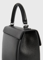 Clip grained-leather top handle black