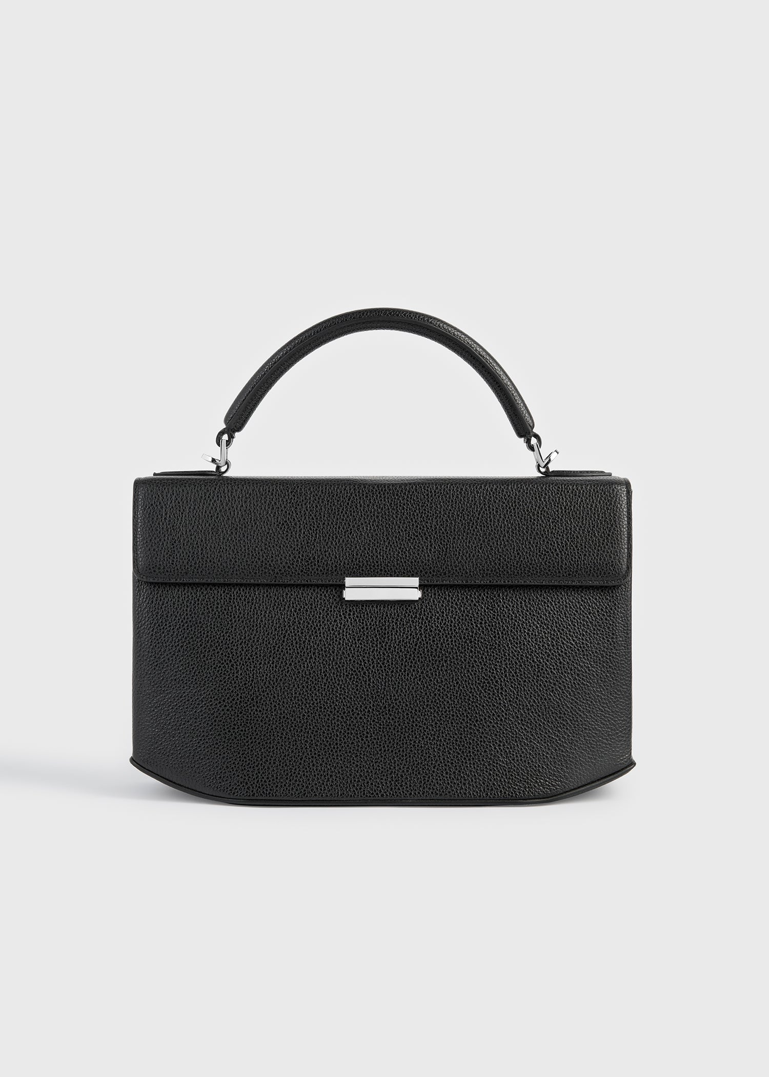 Clip grained-leather top handle black – TOTEME