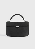 Clip grained-leather top handle black
