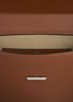 Clip grained-leather top handle sienna