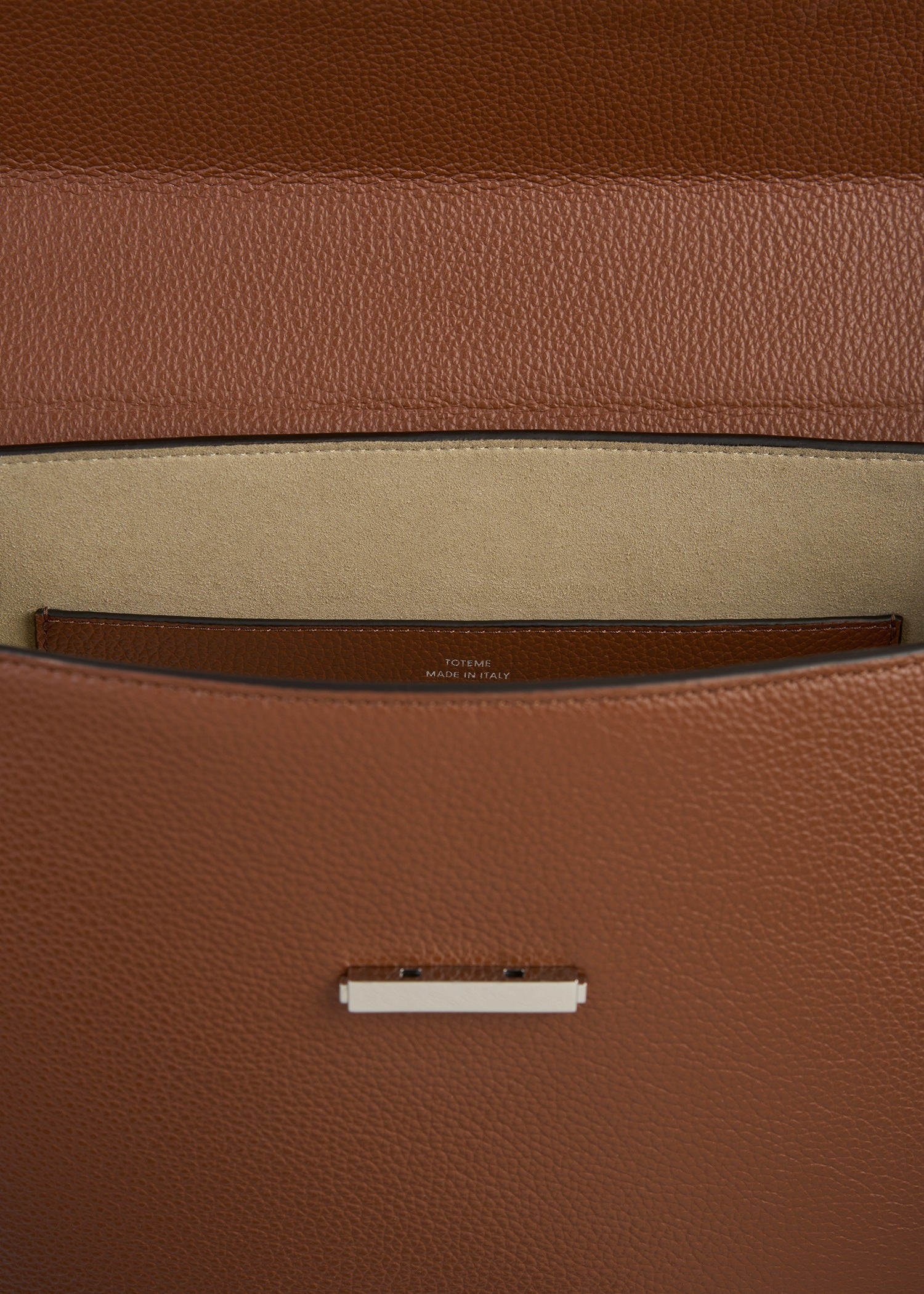 Clip grained-leather top handle sienna