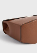 Clip grained-leather top handle sienna
