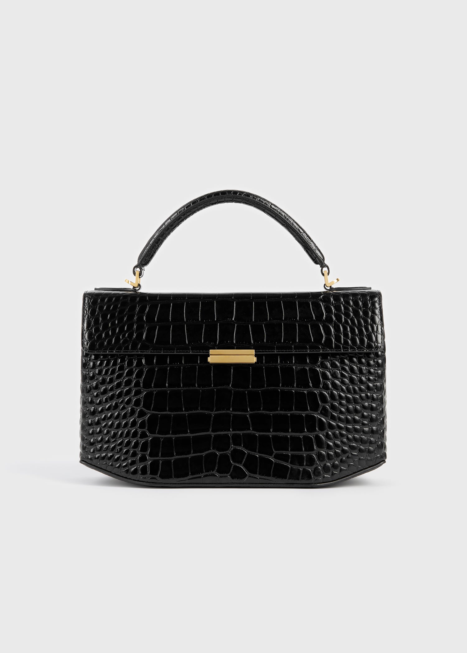 Clip croco-embossed top handle black – TOTEME