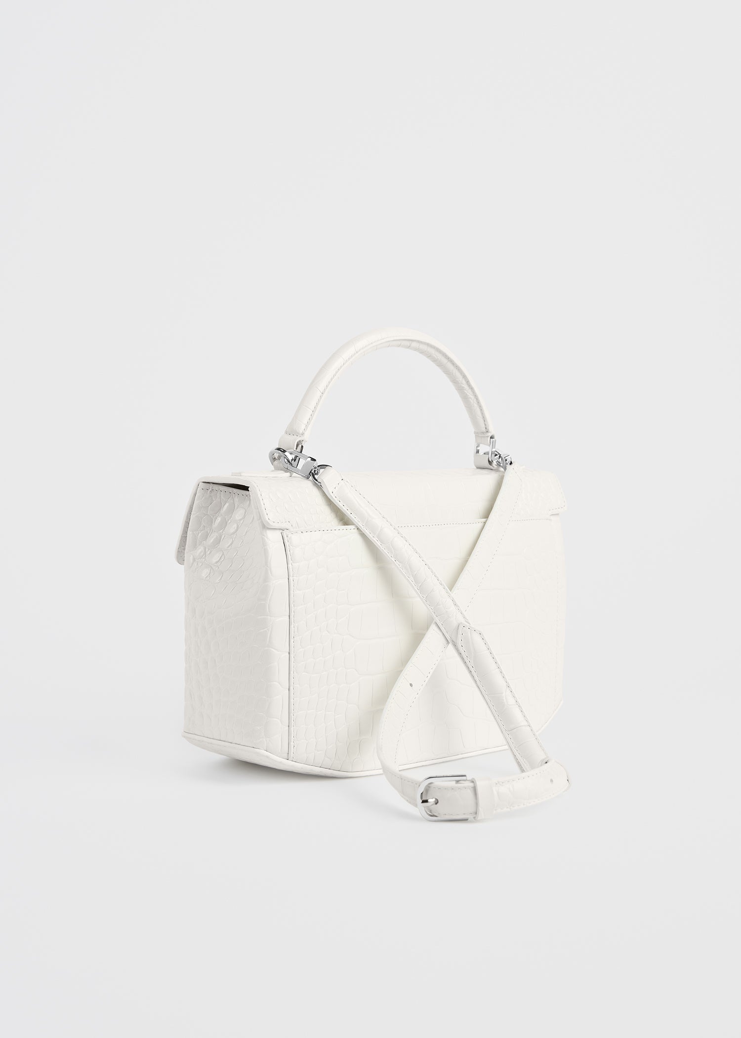 Clip croco-embossed top handle off-white – TOTEME