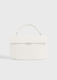 Clip croco-embossed top handle off-white