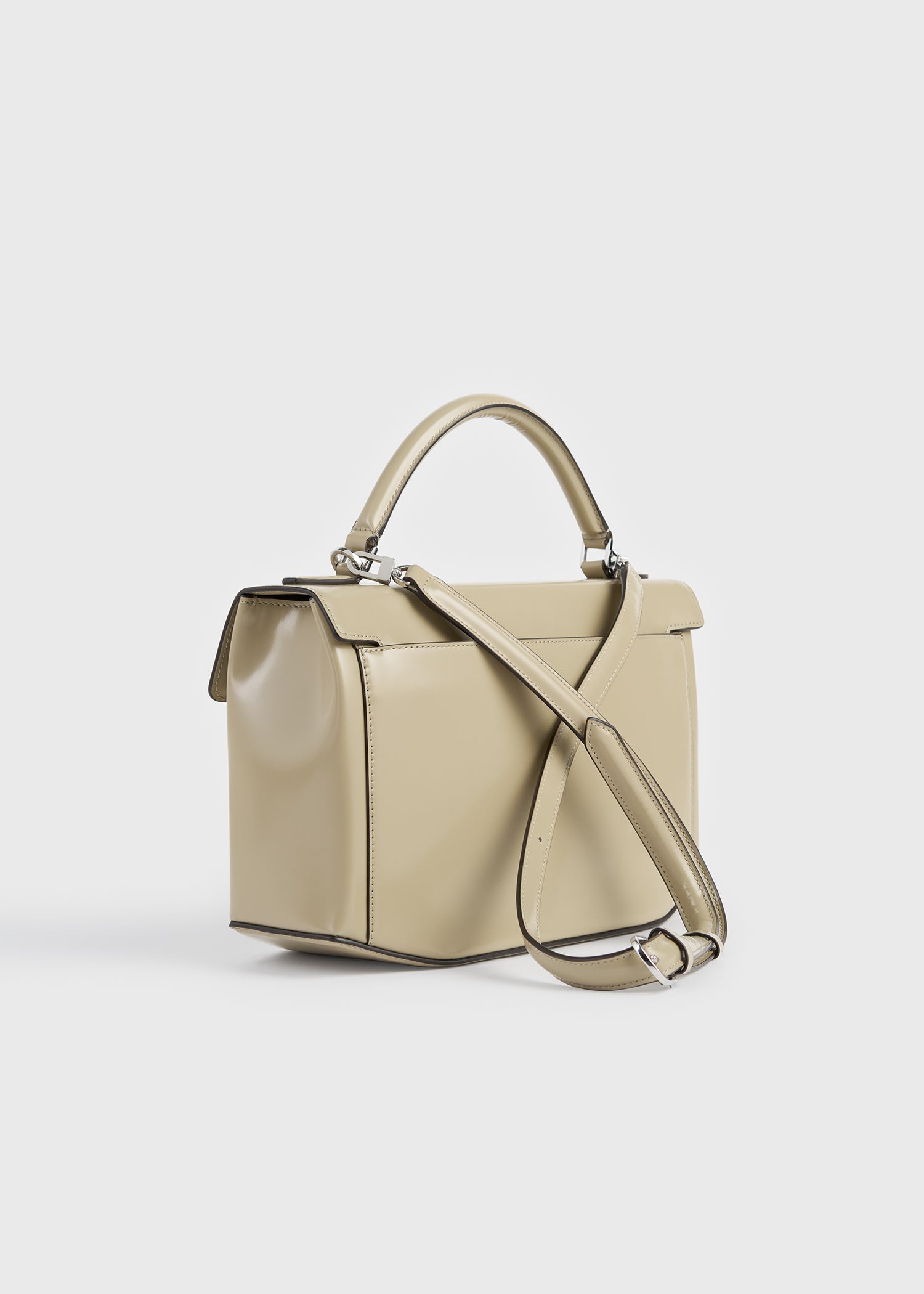 新品&her アンドハー/Minimal T OFFWHITE Clip polished-leather top handle cashew – TOTEME