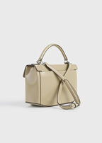 Clip polished-leather top handle cashew