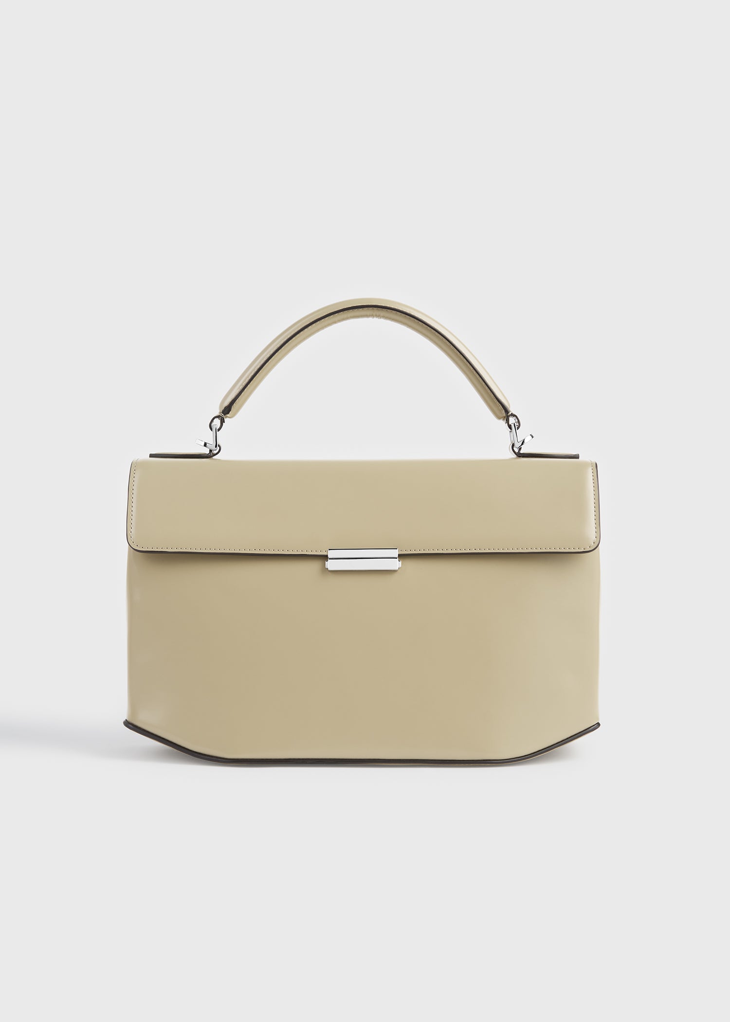 Clip polished-leather top handle cashew