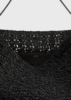 Belted paper raffia tote black