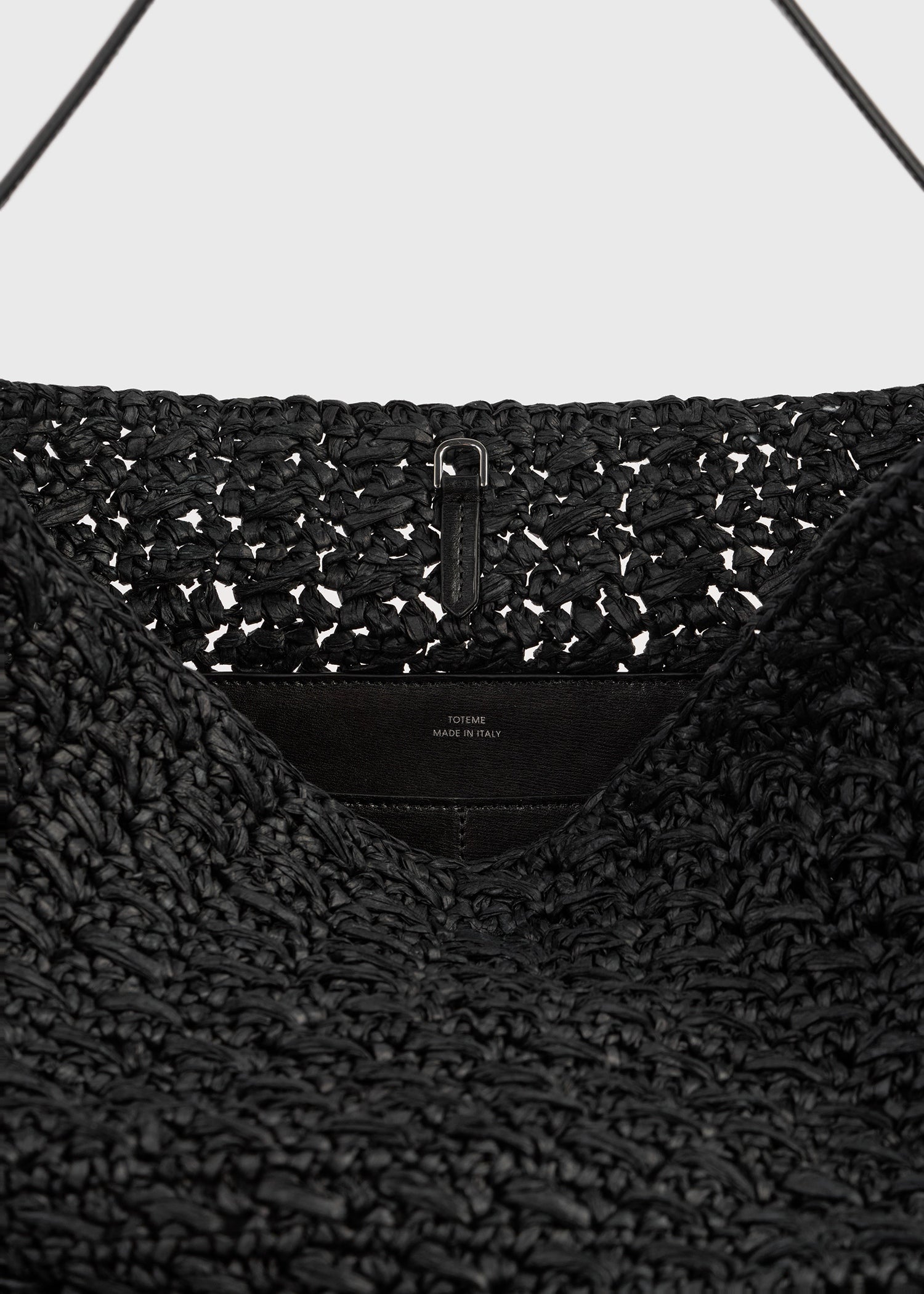 Belted paper raffia tote black