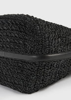 Belted paper raffia tote black