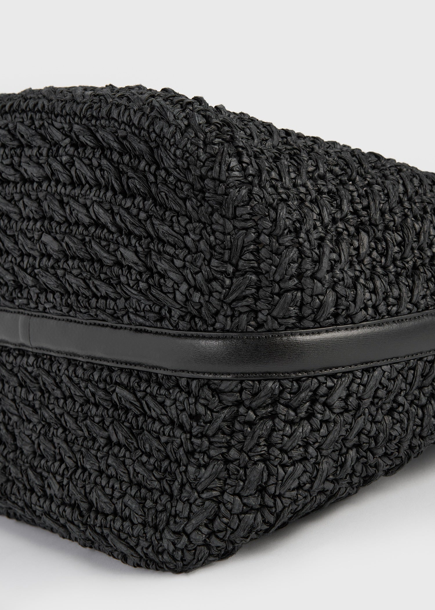 Belted paper raffia tote black