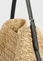 Belted paper raffia tote natural