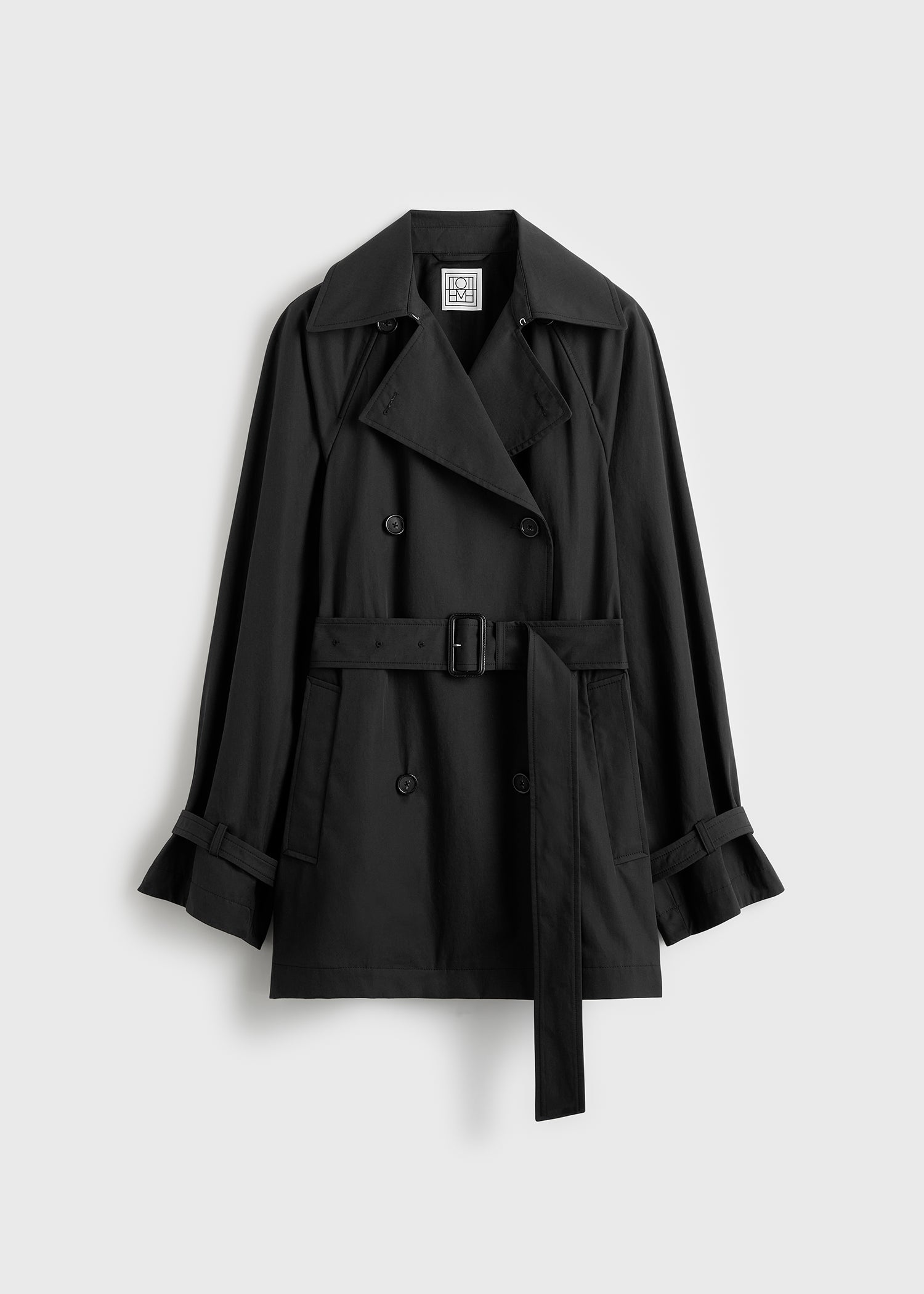 Washed cotton trench washed black