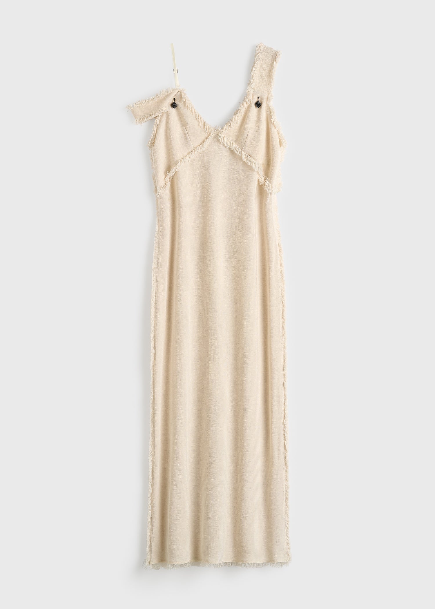 V-neck raw slip dress stone