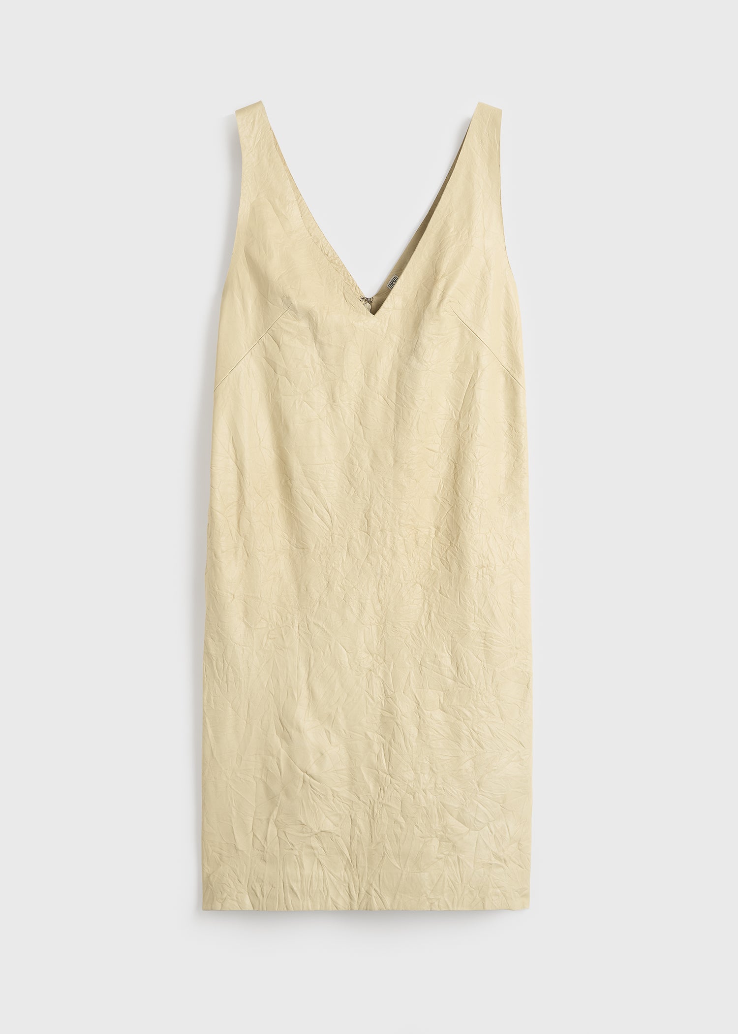 Crinkled leather dress champagne