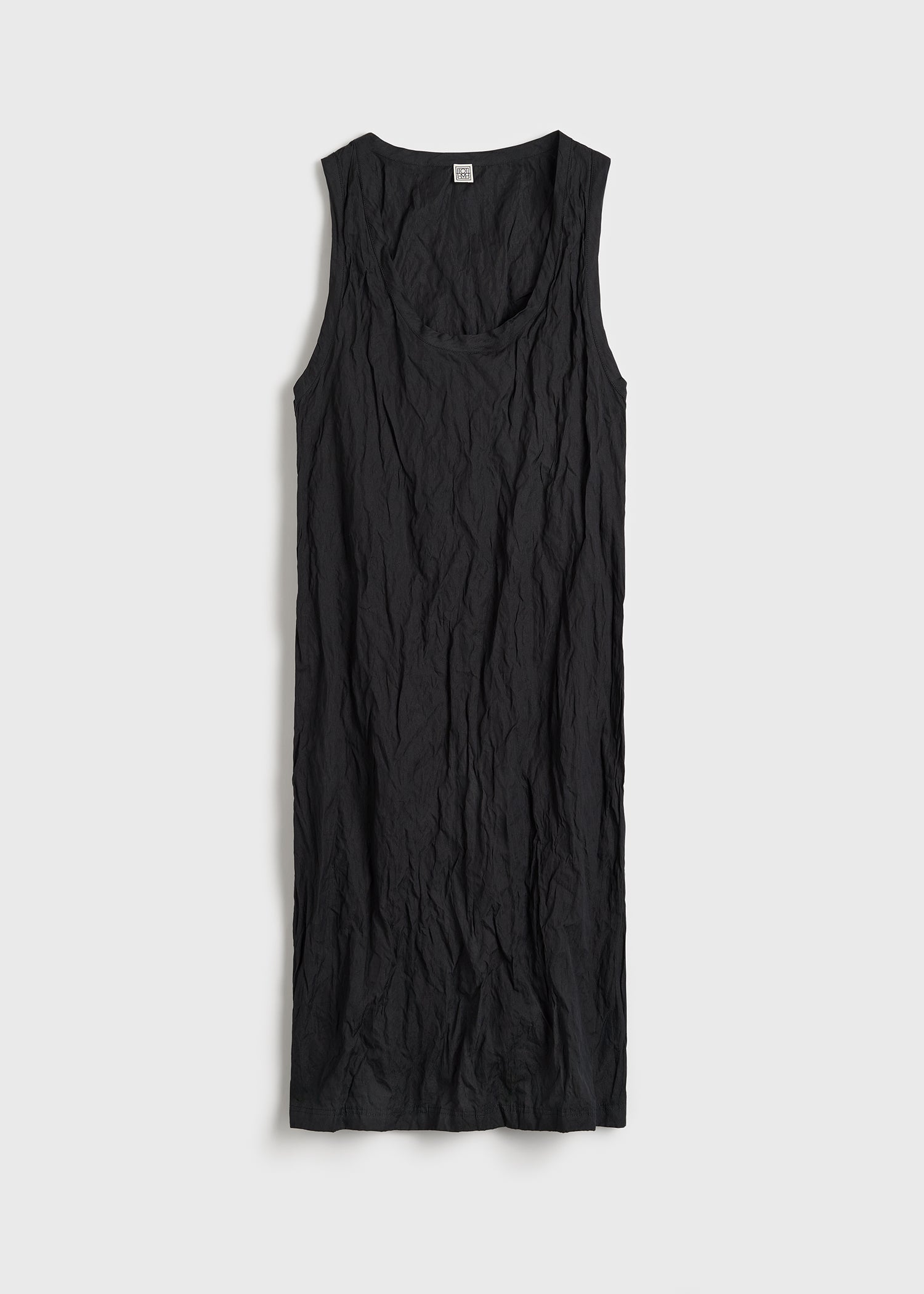 Crinkled cotton tank dress black – TOTEME