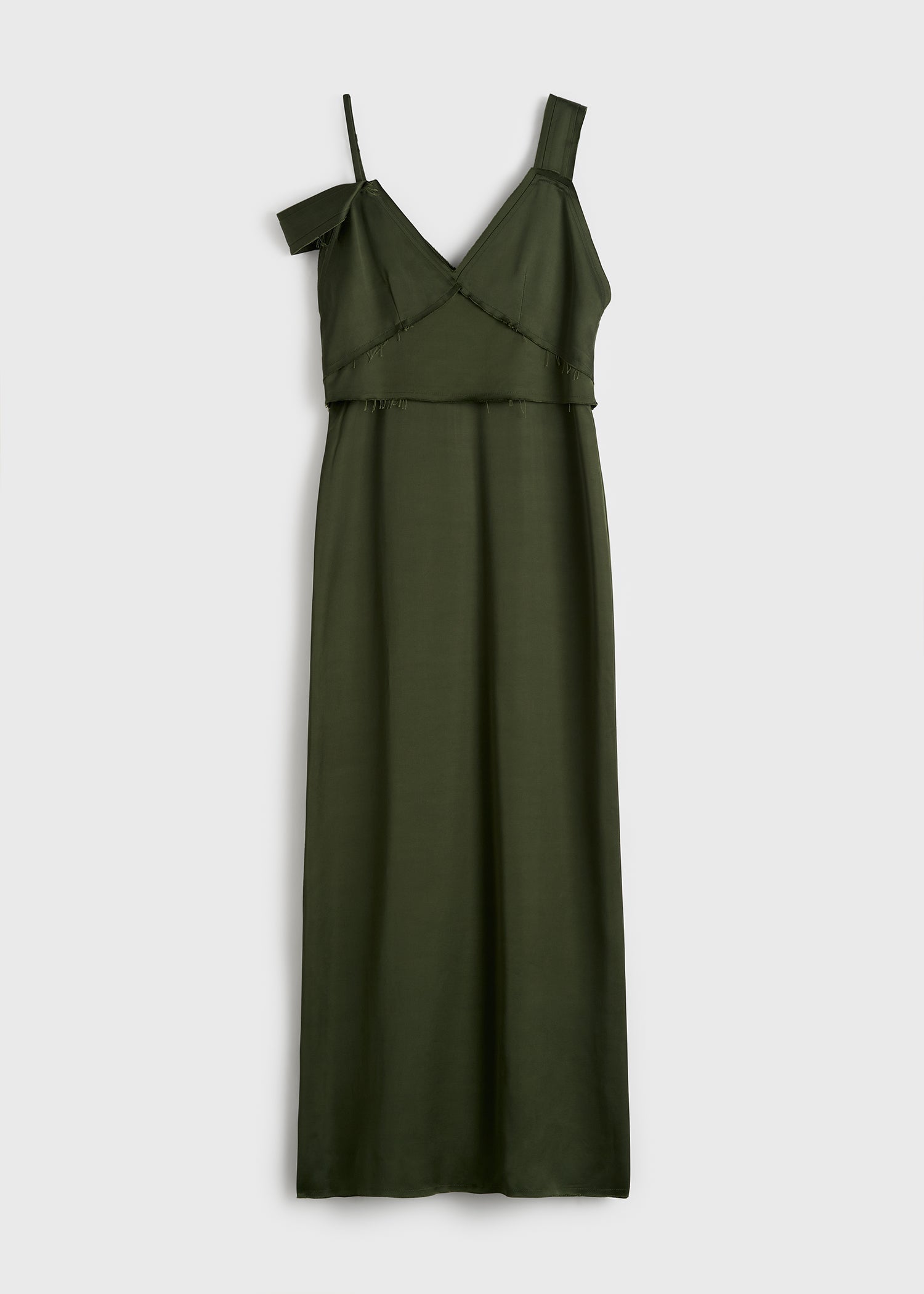 V-neck slip dress bottle green