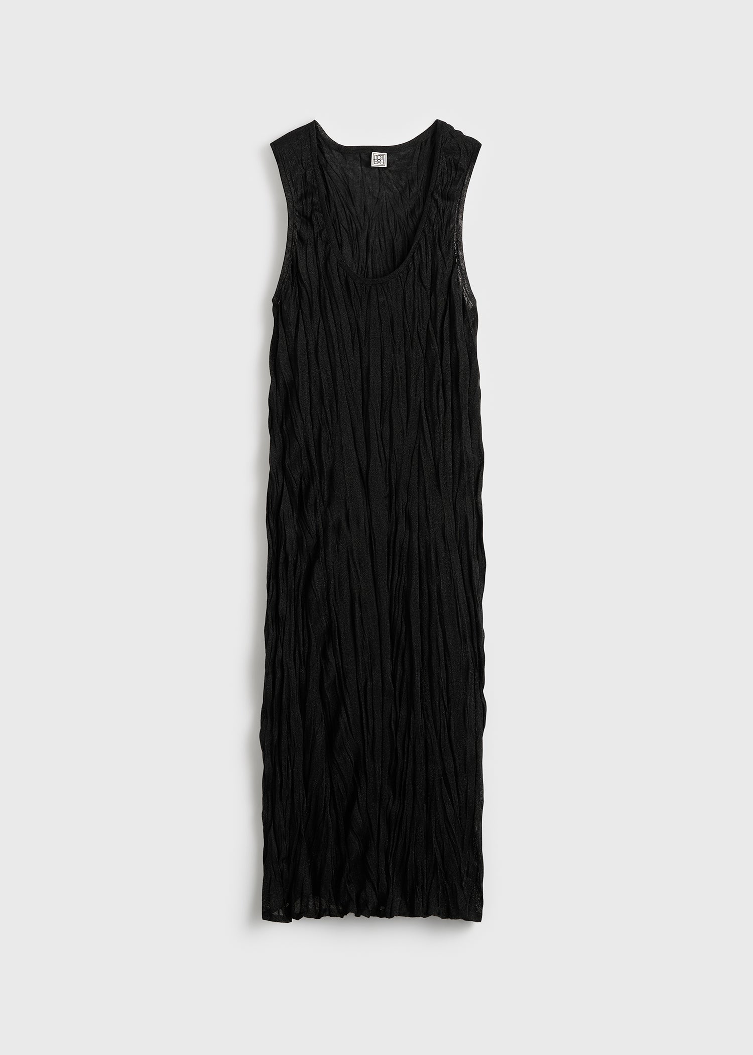 Crinkled knit tank dress black