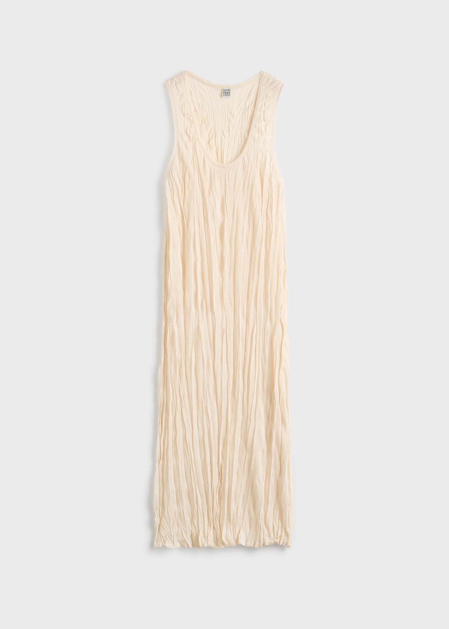 Crinkled knit tank dress pale apricot