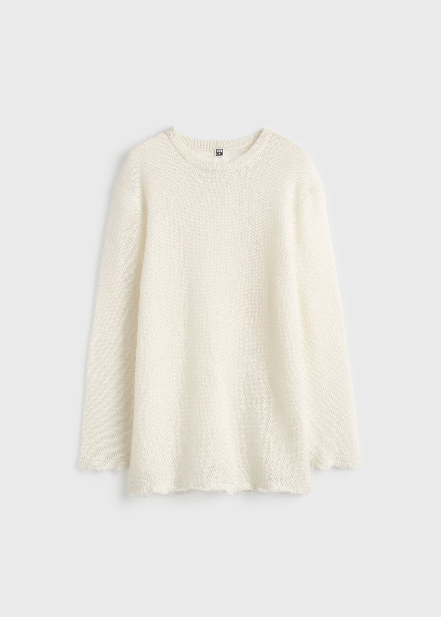 Long open weave knit off-white