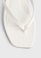 Croco-embossed flip flops off-white