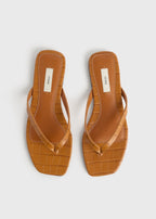 Croco-embossed flip flops tangerine