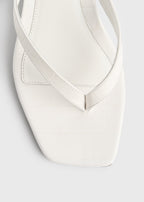 Croco-embossed heeled flip flops off-white
