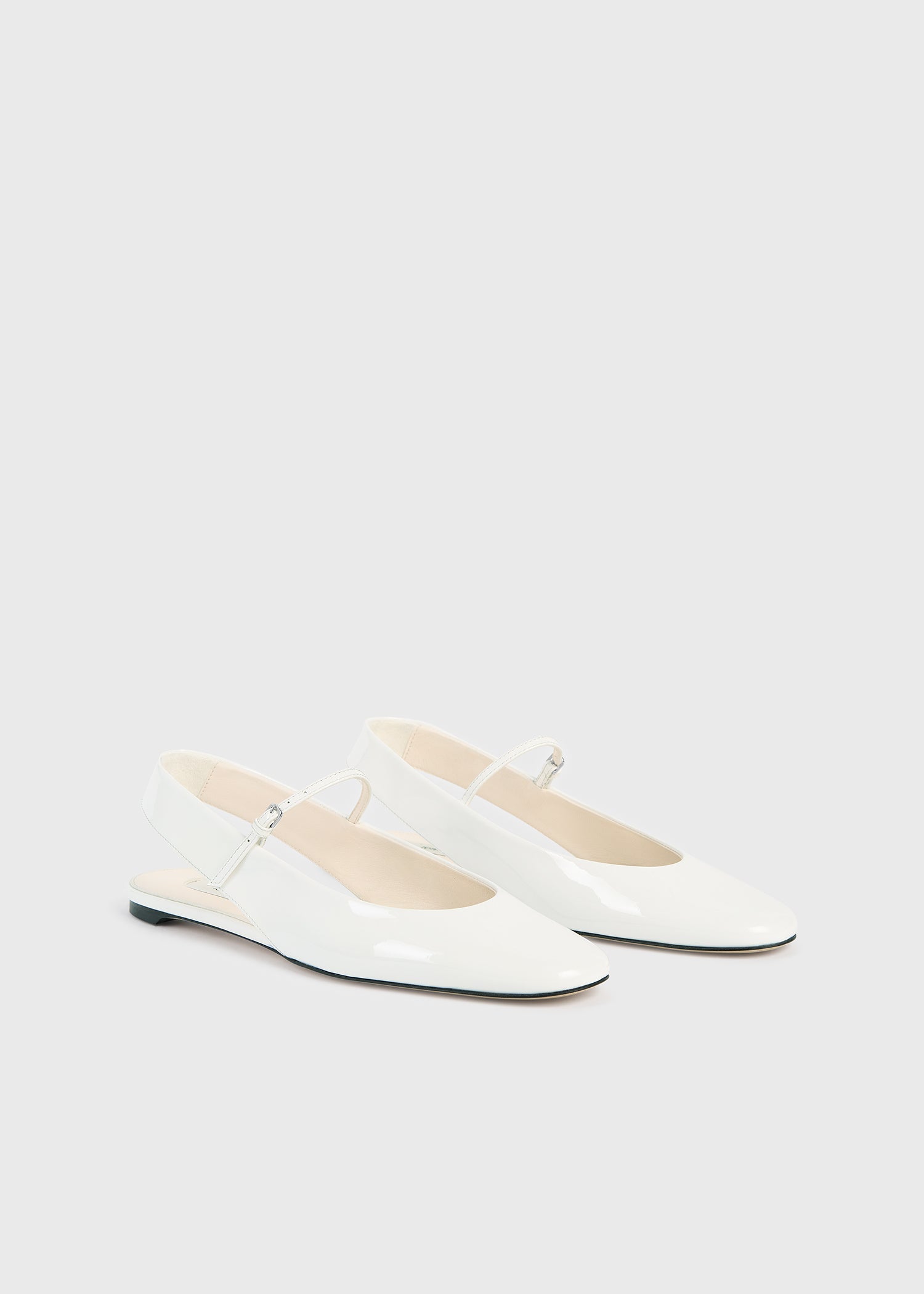 Slingback patent mary janes off-white