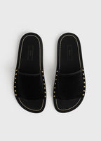Studded velvet slides black