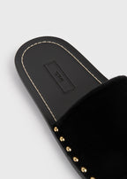 Studded velvet slides black