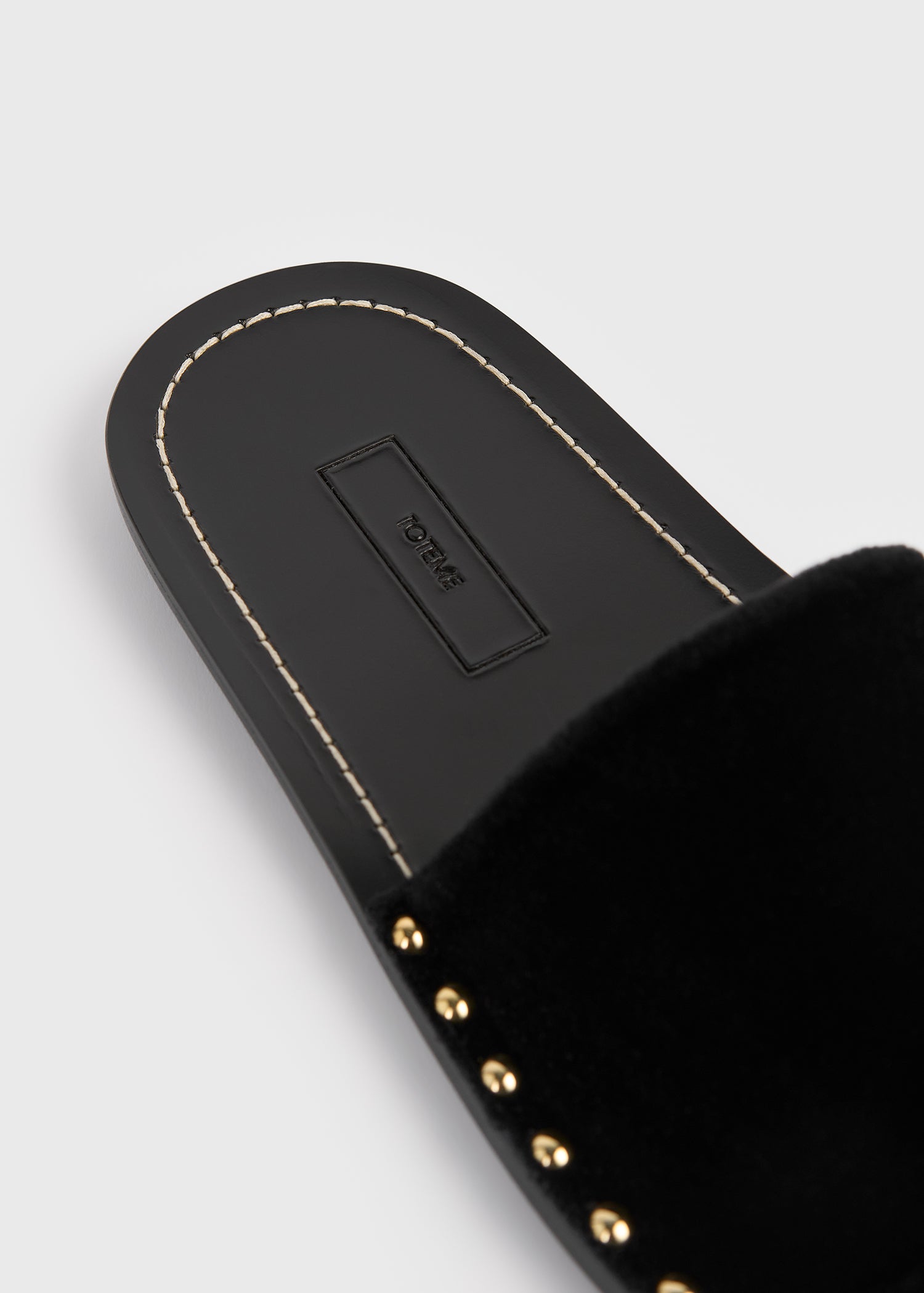 Studded velvet slides black