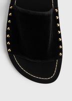 Studded velvet slides black