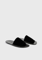 Studded velvet slides black