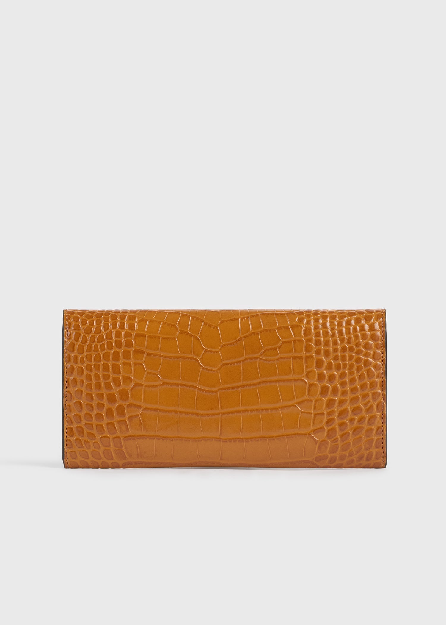 T-lock croco-embossed wallet tangerine