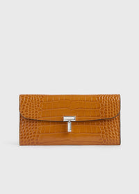 T-lock croco-embossed wallet tangerine