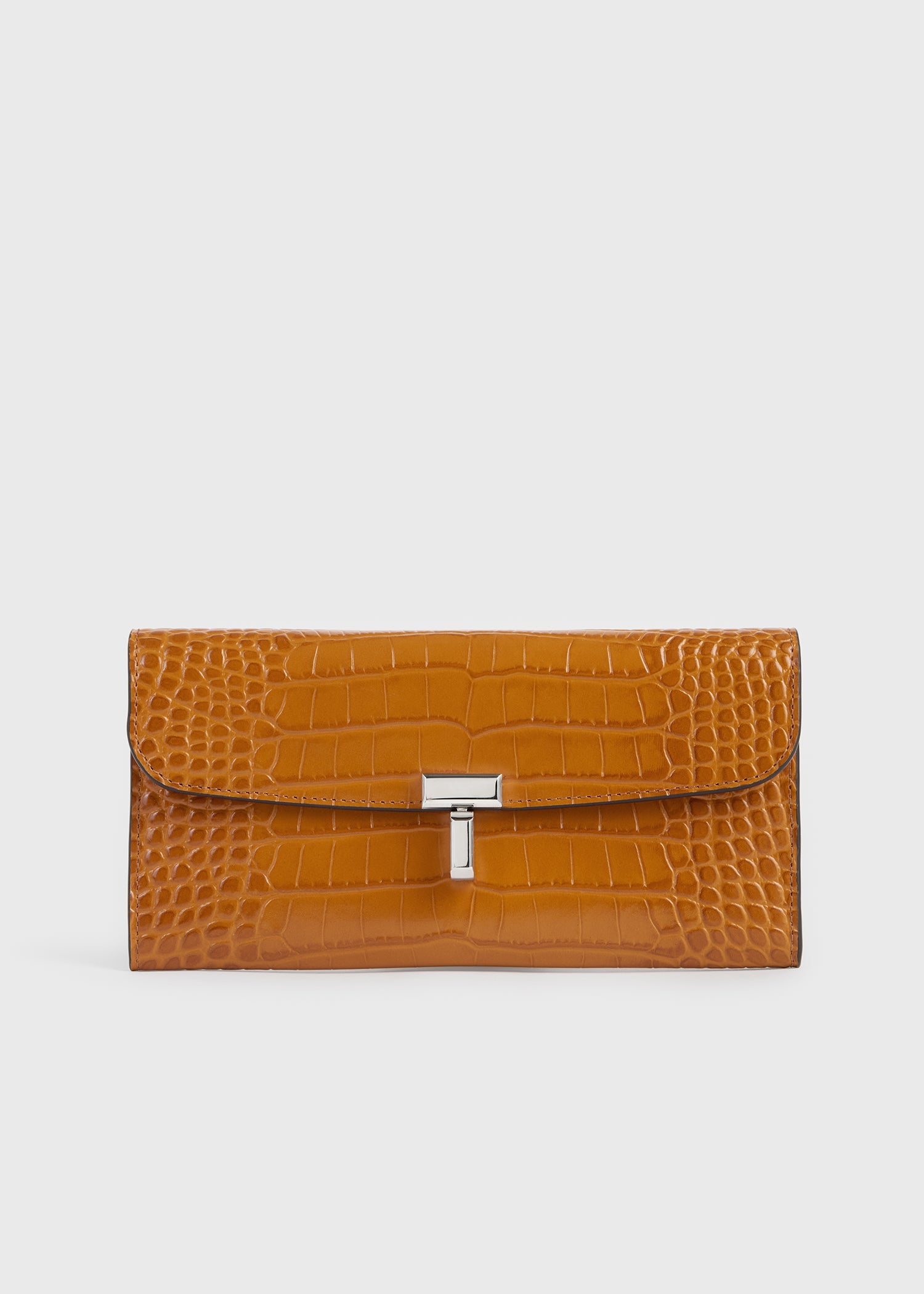 T-lock croco-embossed wallet tangerine