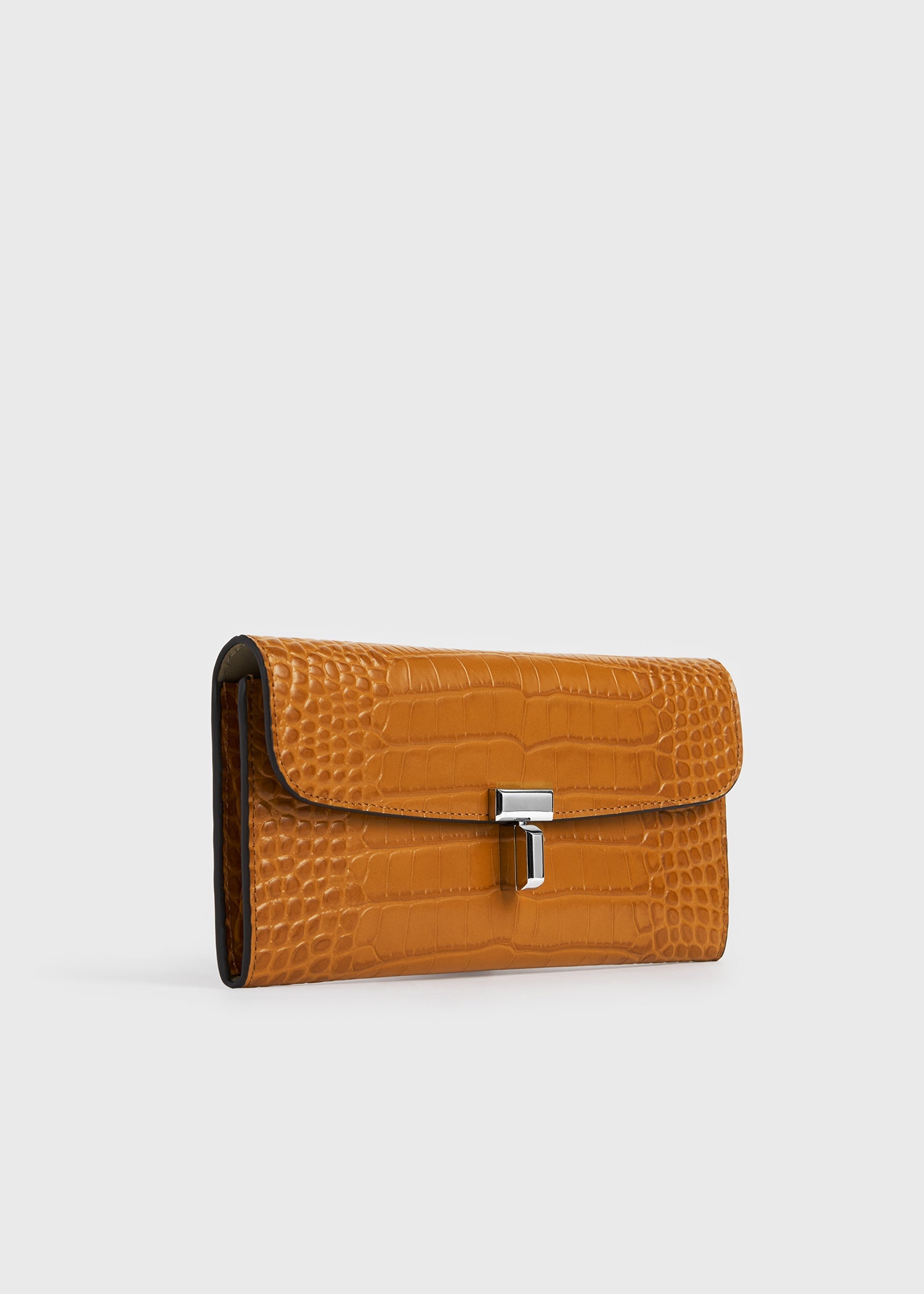 T-lock croco-embossed wallet tangerine