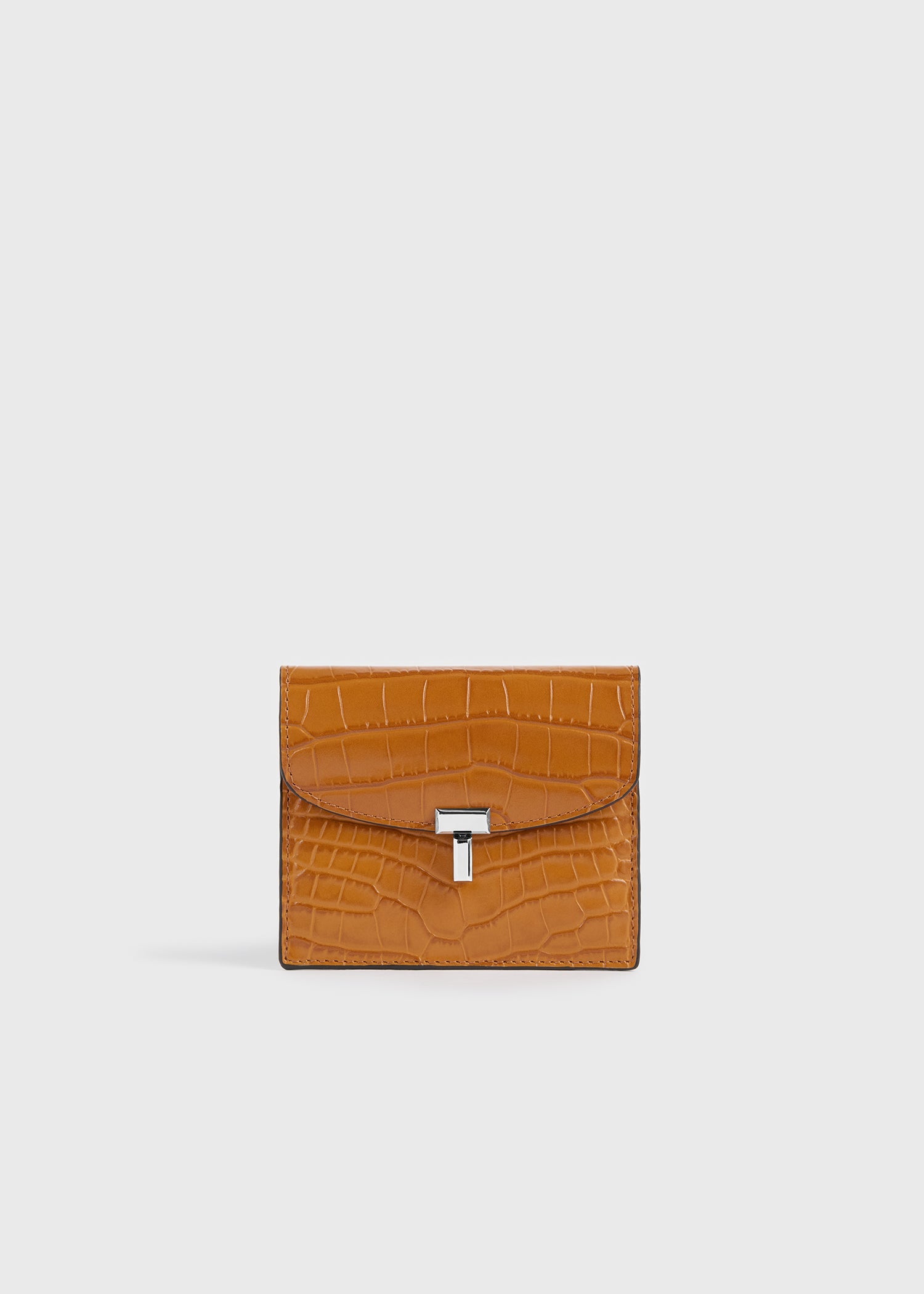T-lock croco-embossed cardholder tangerine