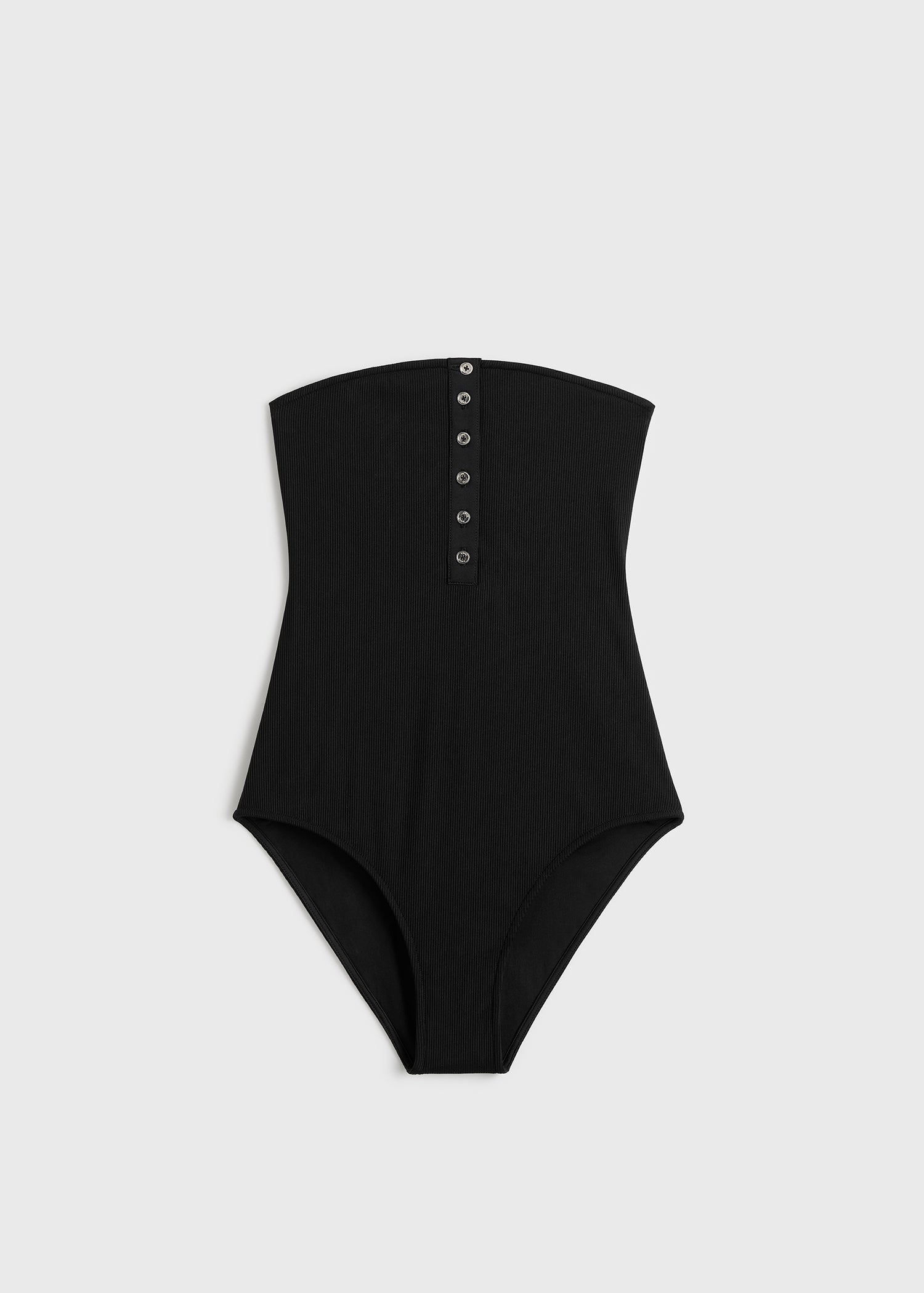 Ribbed strapless swimsuit black