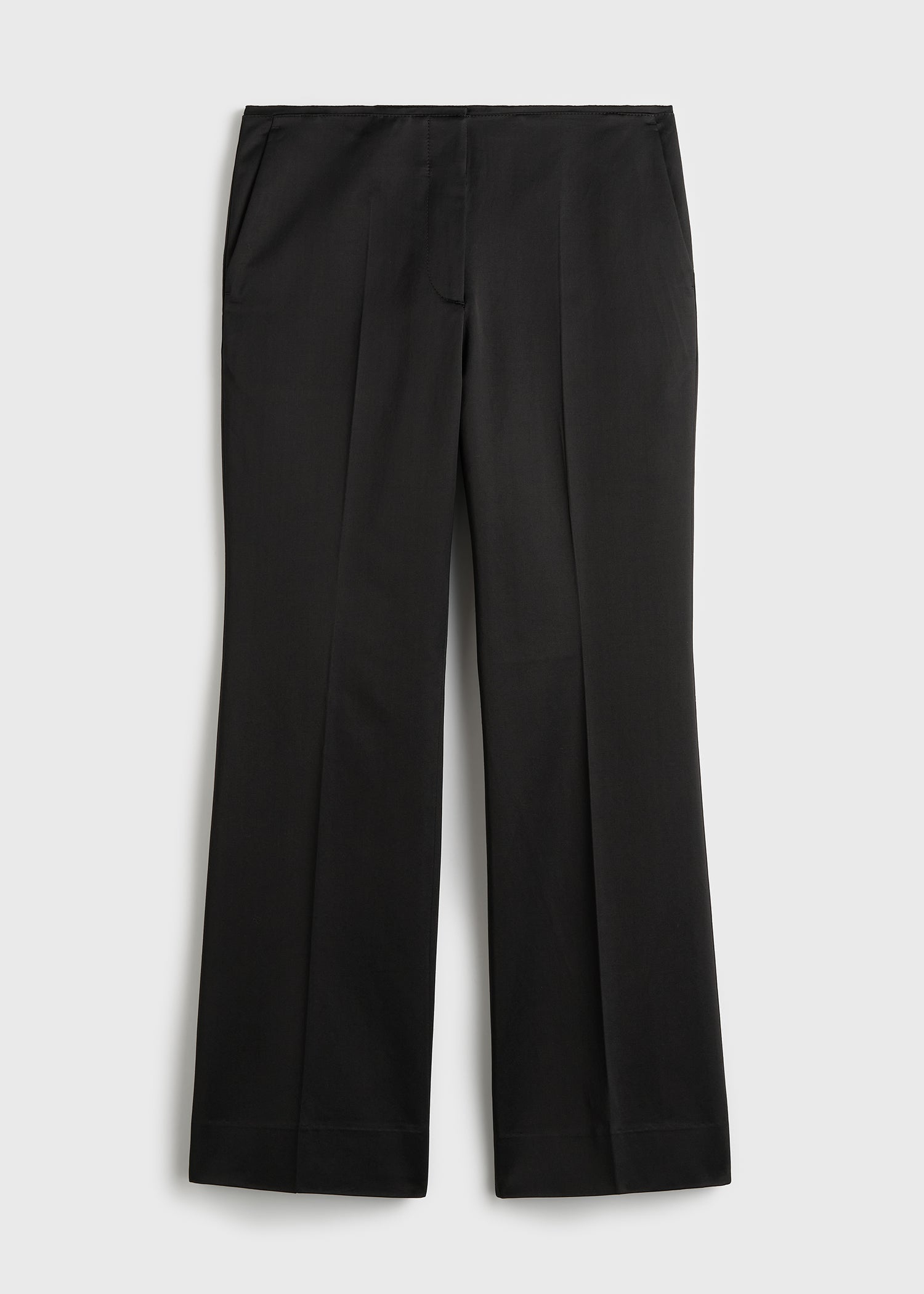 Kick flare raw-edge trousers black
