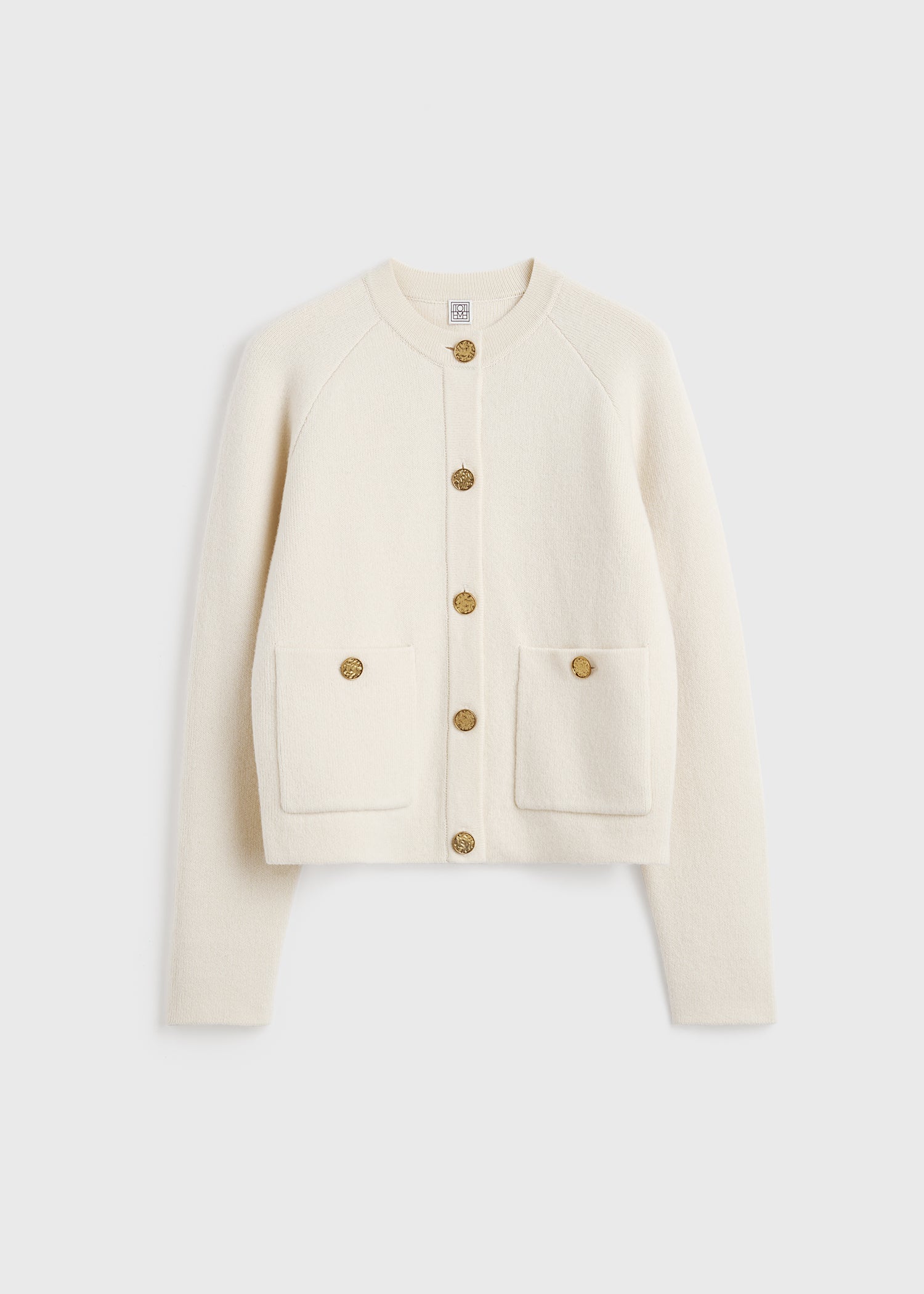 Hammered button cardigan milk