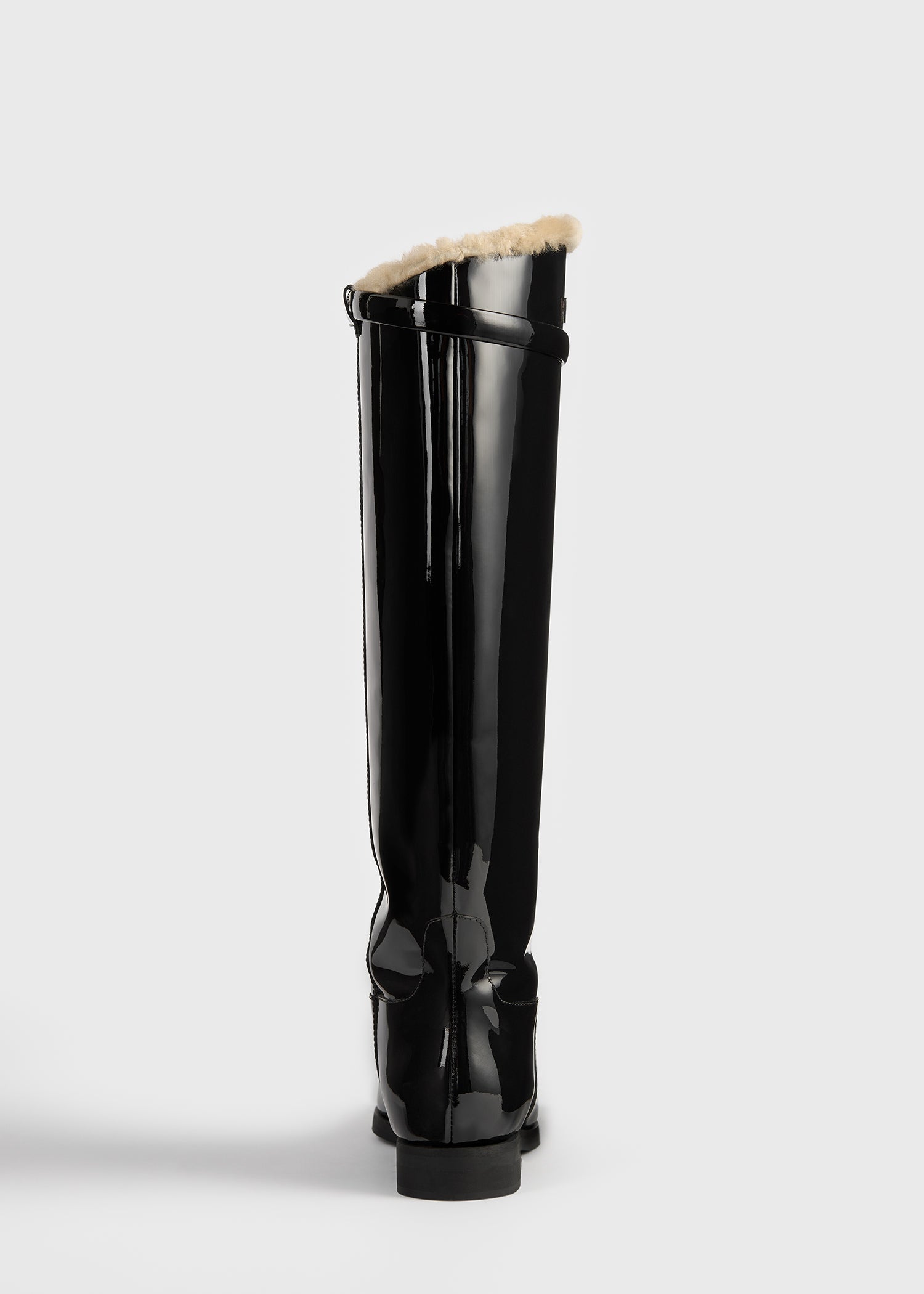 Shearling riding boots black/beige